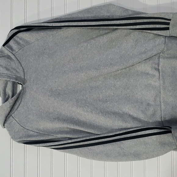 Adidas Hoodie Gray Black Three Stripe Large - Picture 10 of 10